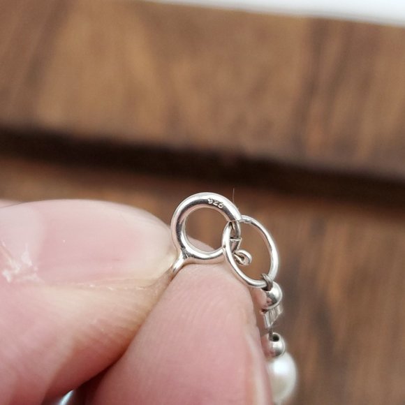 7 Inch 925 Sterling Silver Cross Charm Pearl And Crystal Bracelet - Picture 4 of 6